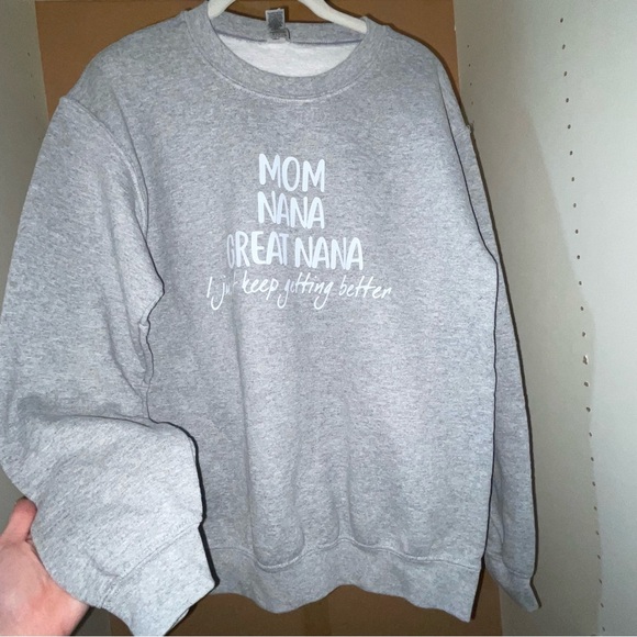 Gray Sweatshirt Mom, Nana, Great Nana Long Sleeve White Writing Grandma Gift - Picture 4 of 8